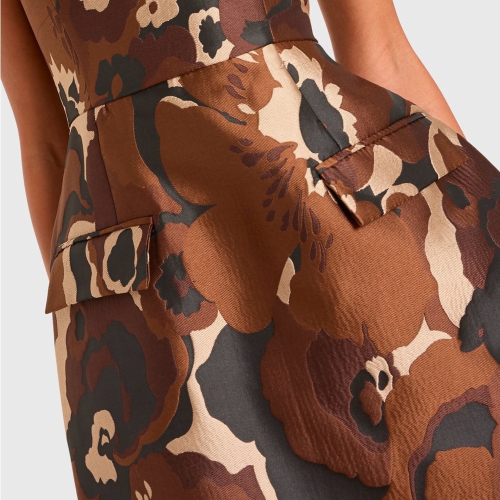 Amanda Uprichard Brown Floral Jacquard Mini Dress - Picture 3 of 10